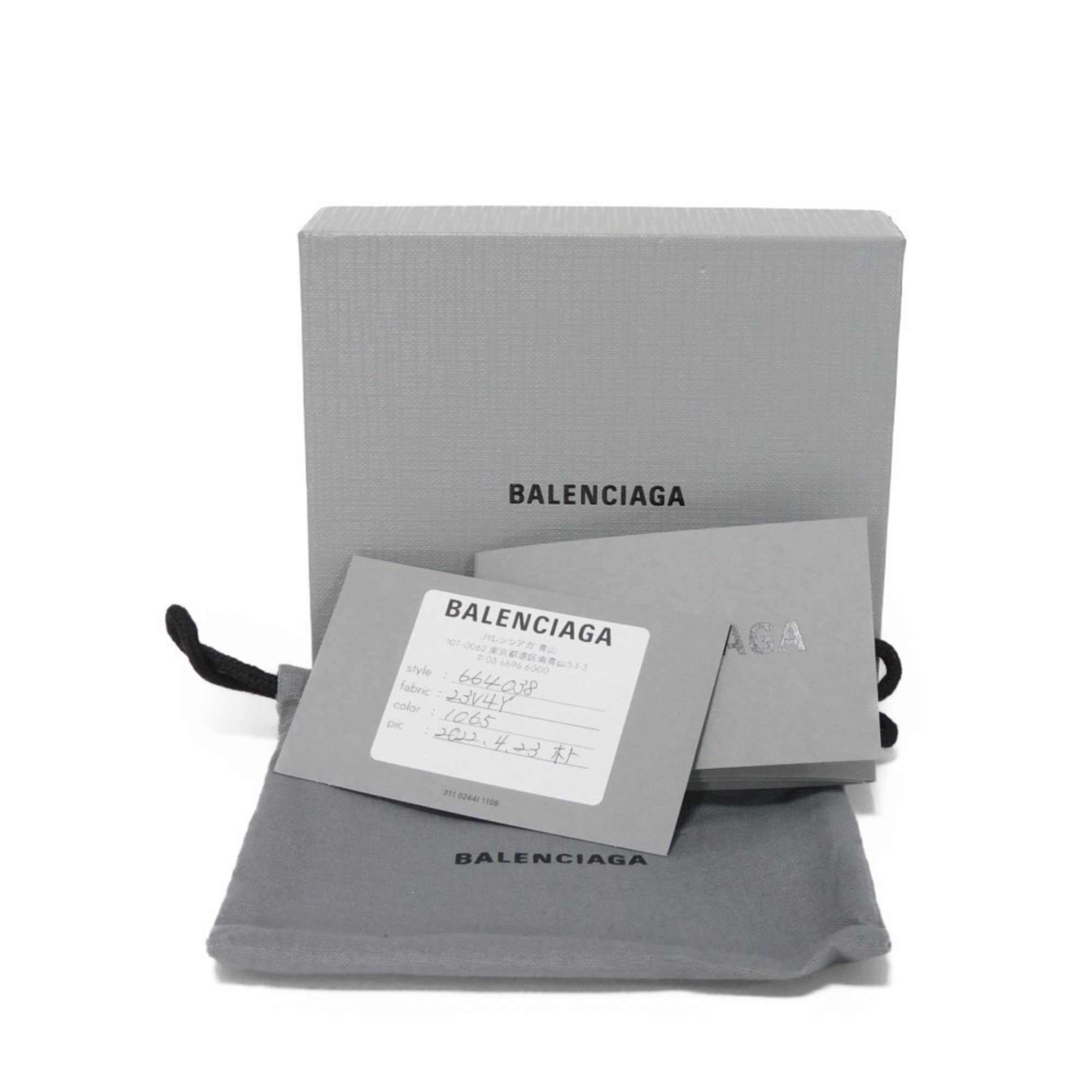 BALENCIAGA Essential Square Fold Wallet Smooth Black Red 664038 23VMY 1065 Men's Billfold