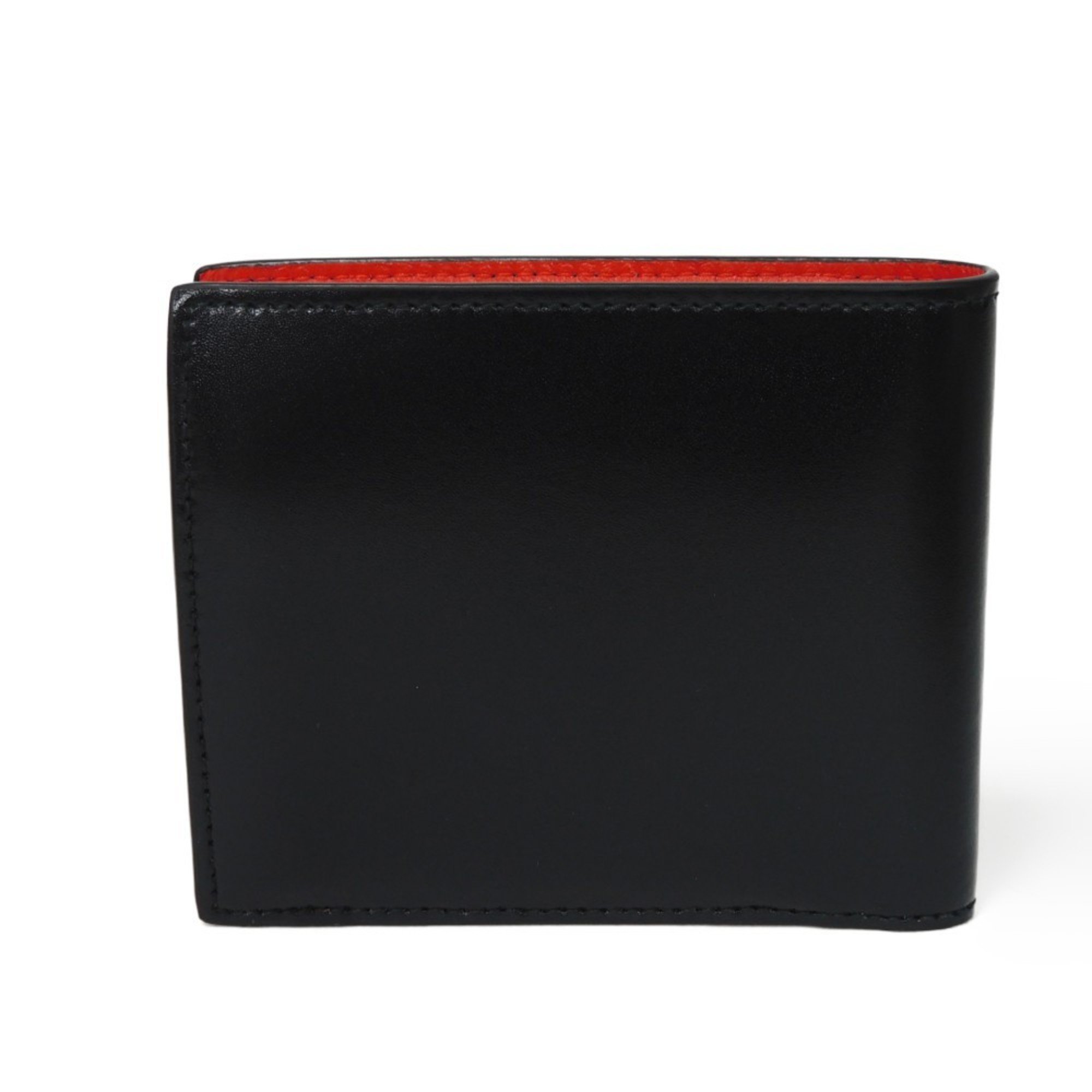 BALENCIAGA Essential Square Fold Wallet Smooth Black Red 664038 23VMY 1065 Men's Billfold