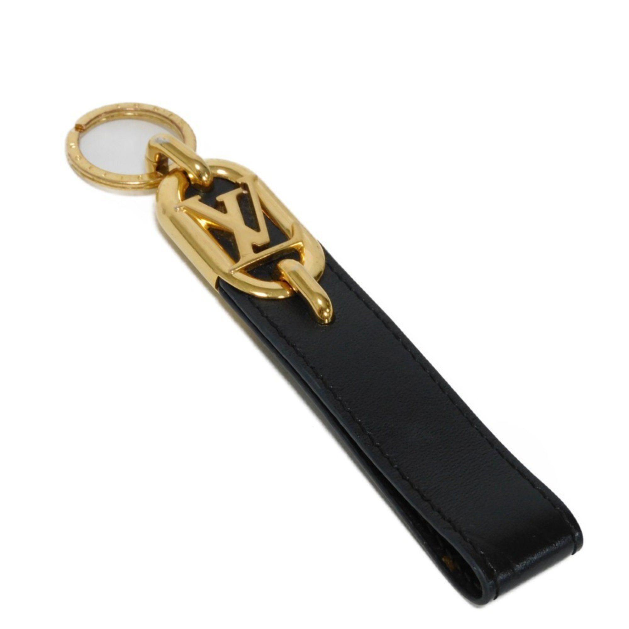 Louis Vuitton LOUIS VUITTON Keychain Portecle Dragonne LV Link Signature Maroon Gold Monogram Noir M00826 Men's