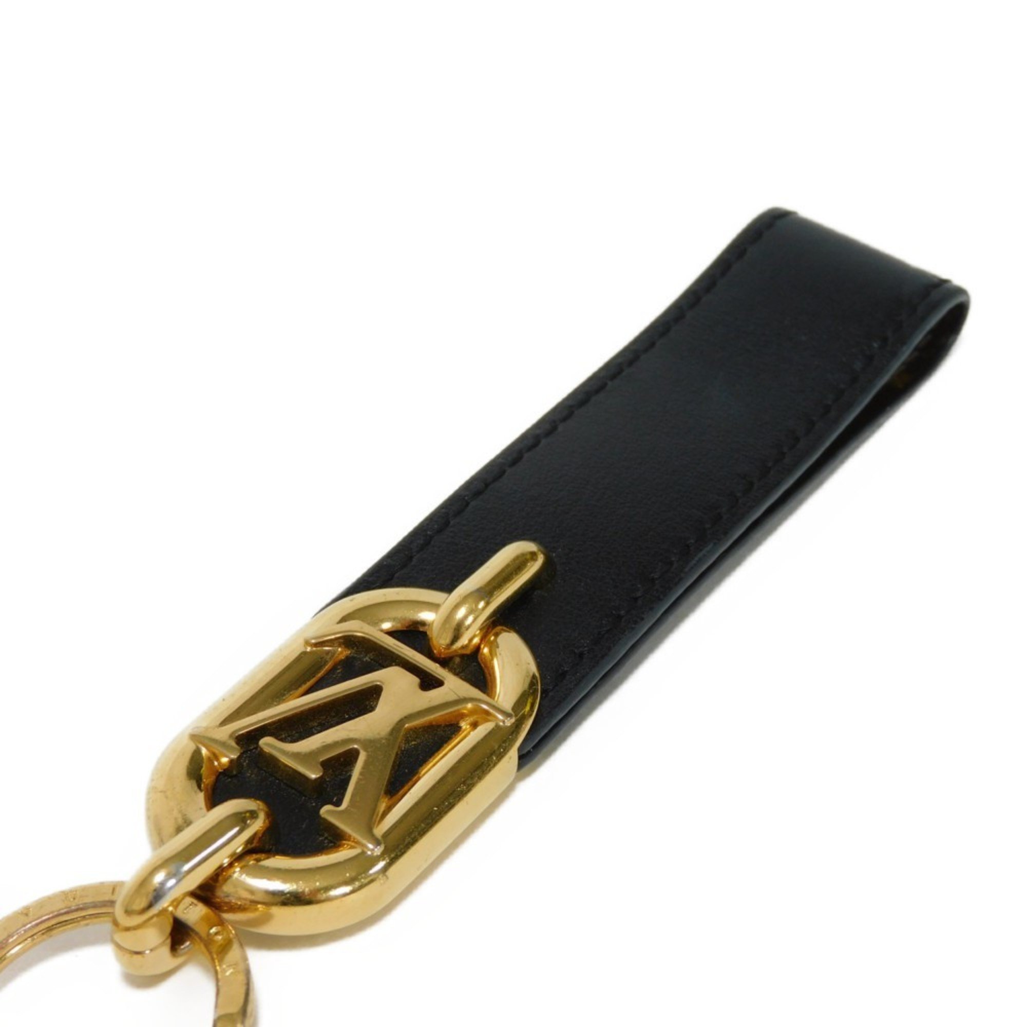 Louis Vuitton LOUIS VUITTON Keychain Portecle Dragonne LV Link Signature Maroon Gold Monogram Noir M00826 Men's