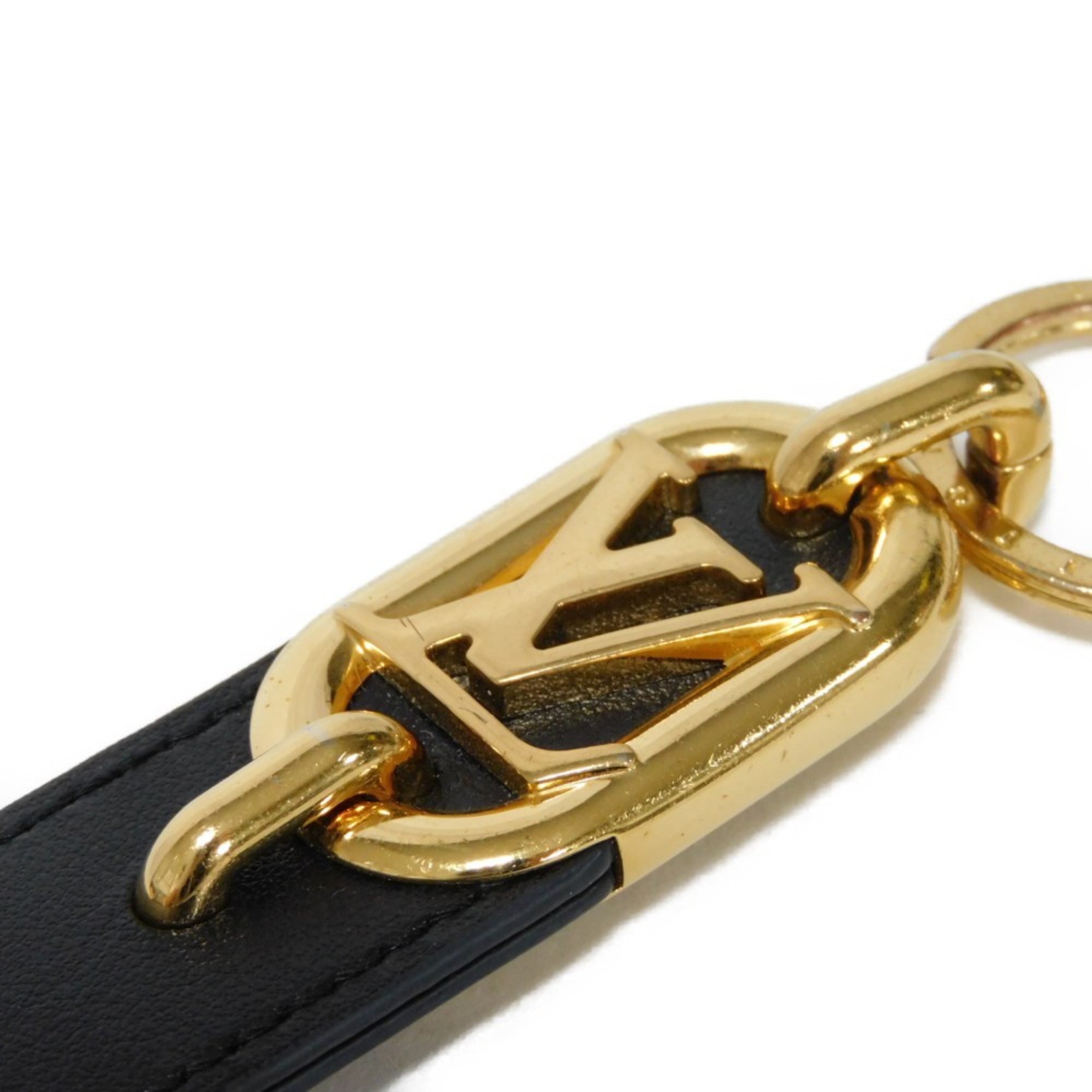 Louis Vuitton LOUIS VUITTON Keychain Portecle Dragonne LV Link Signature Maroon Gold Monogram Noir M00826 Men's