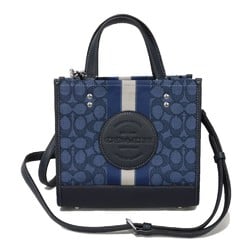 Coach COACH Tote Bag Dempsey 22 Embossed Patch Denim Signature Jacquard Stripe C8417 Women's