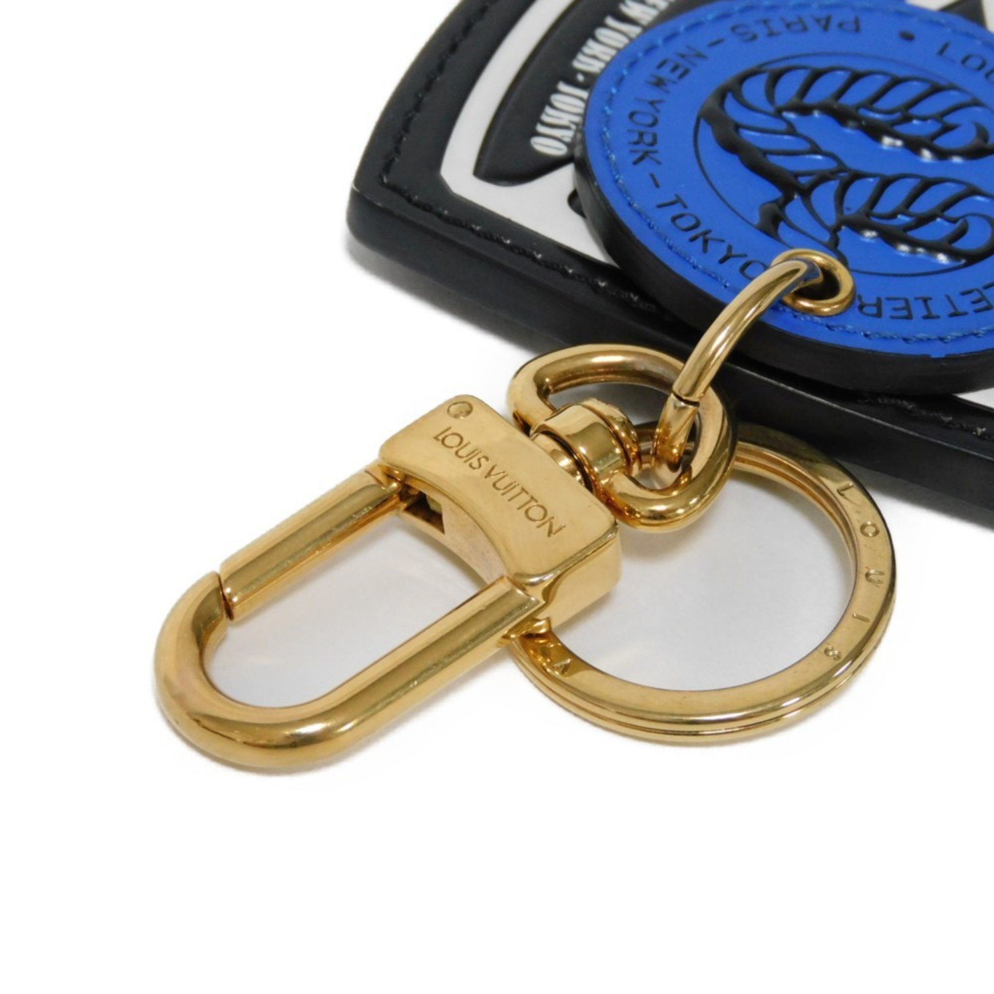 Louis Vuitton LOUIS VUITTON Keychain Porto Cle World Tour Sticker Black Bag Charm Key Ring My LV Noir M63201 Men's Women's