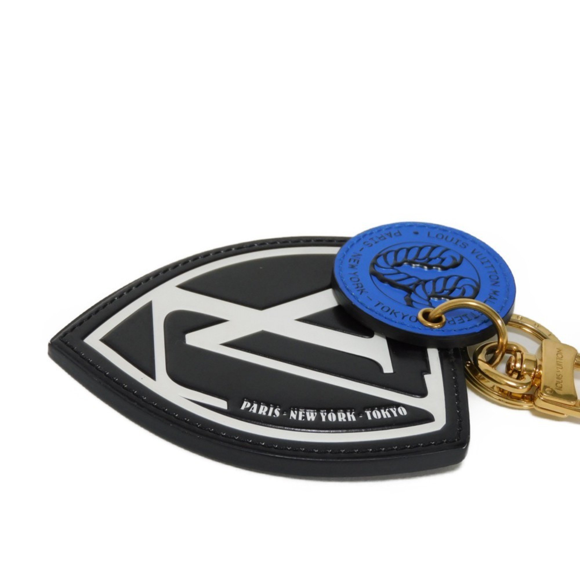 Louis Vuitton LOUIS VUITTON Keychain Porto Cle World Tour Sticker Black Bag Charm Key Ring My LV Noir M63201 Men's Women's