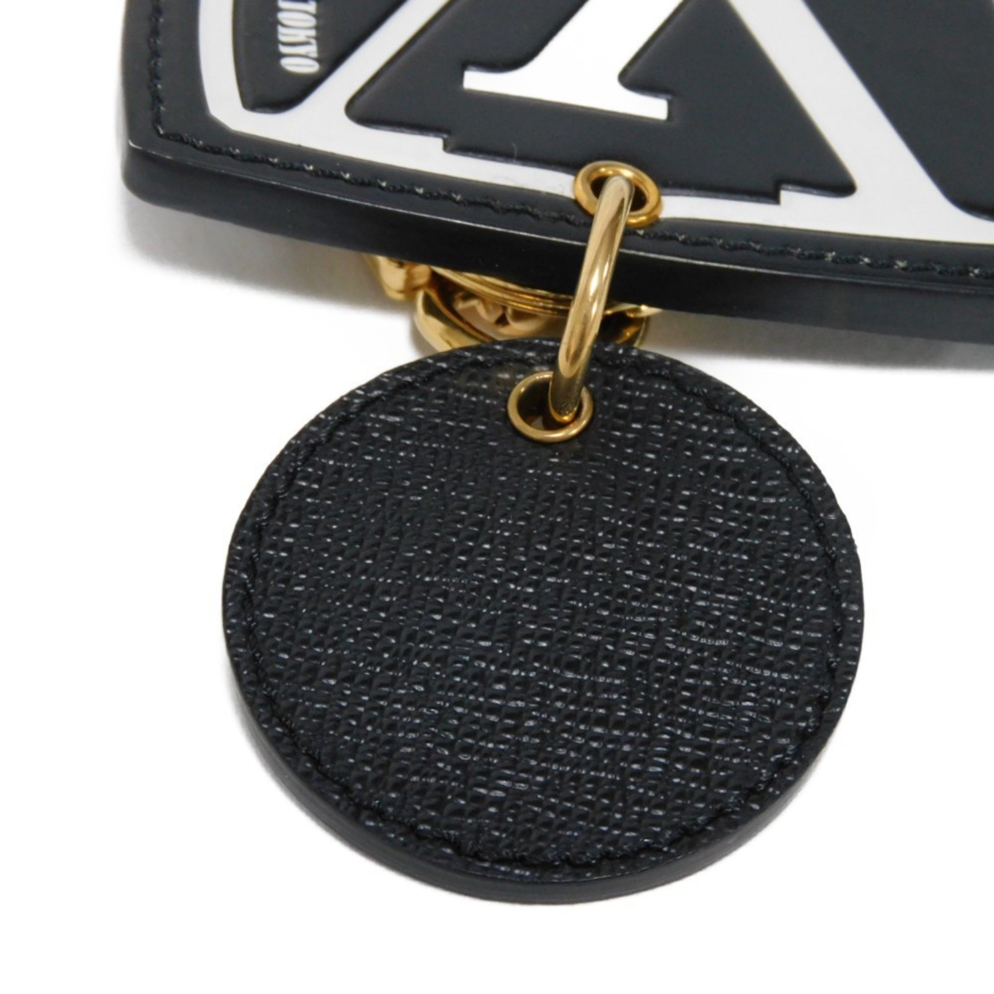 Louis Vuitton LOUIS VUITTON Keychain Porto Cle World Tour Sticker Black Bag Charm Key Ring My LV Noir M63201 Men's Women's