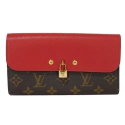 Louis Vuitton LOUIS VUITTON Long Wallet Portefeuille Venus LV Padlock Flower Brown Red Monogram Cerise M61836 Women's Billfold