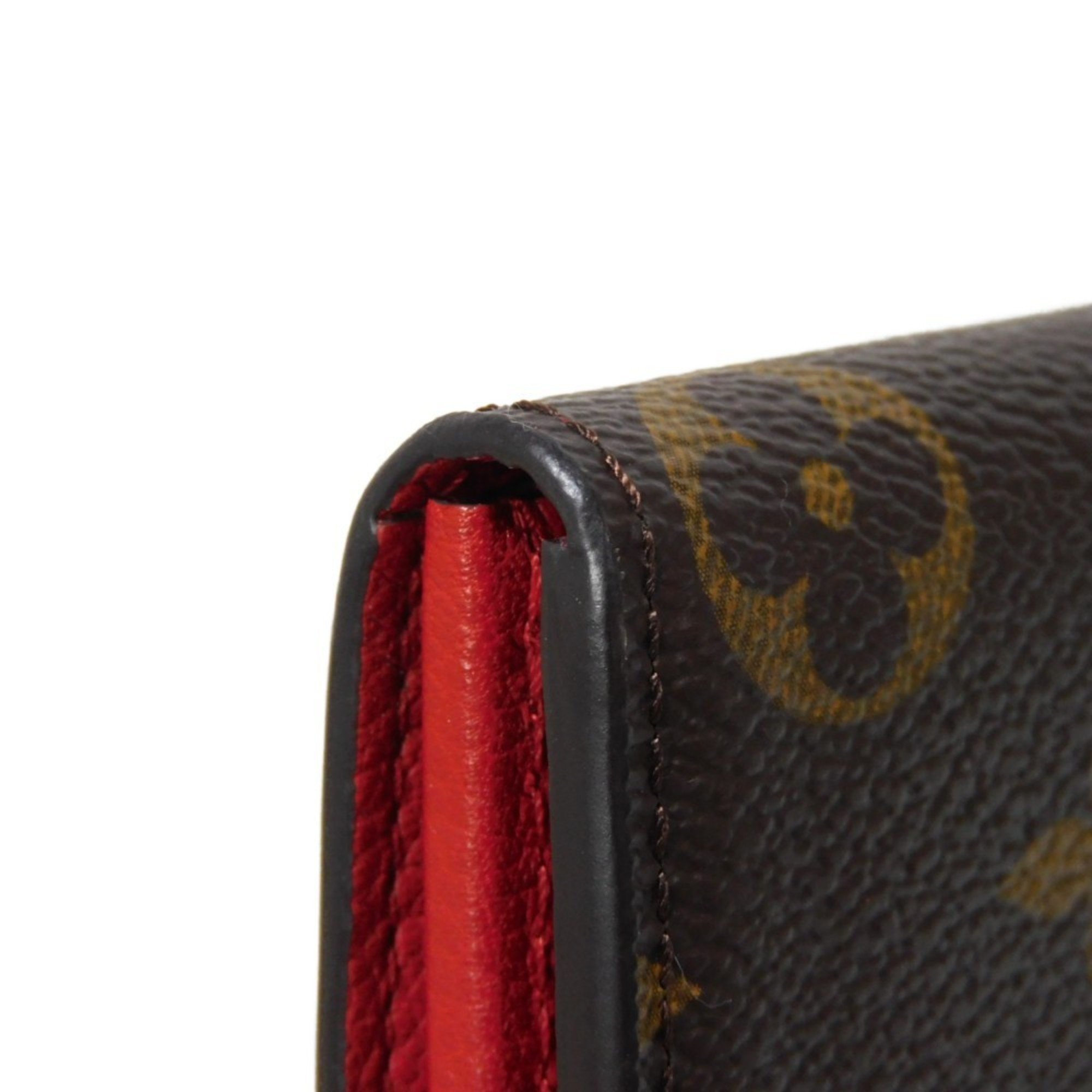 Louis Vuitton LOUIS VUITTON Long Wallet Portefeuille Venus LV Padlock Flower Brown Red Monogram Cerise M61836 Women's Billfold