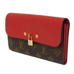 Louis Vuitton LOUIS VUITTON Long Wallet Portefeuille Venus LV Padlock Flower Brown Red Monogram Cerise M61836 Women's Billfold