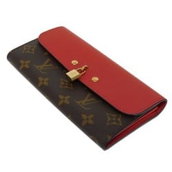 Louis Vuitton LOUIS VUITTON Long Wallet Portefeuille Venus LV Padlock Flower Brown Red Monogram Cerise M61836 Women's Billfold