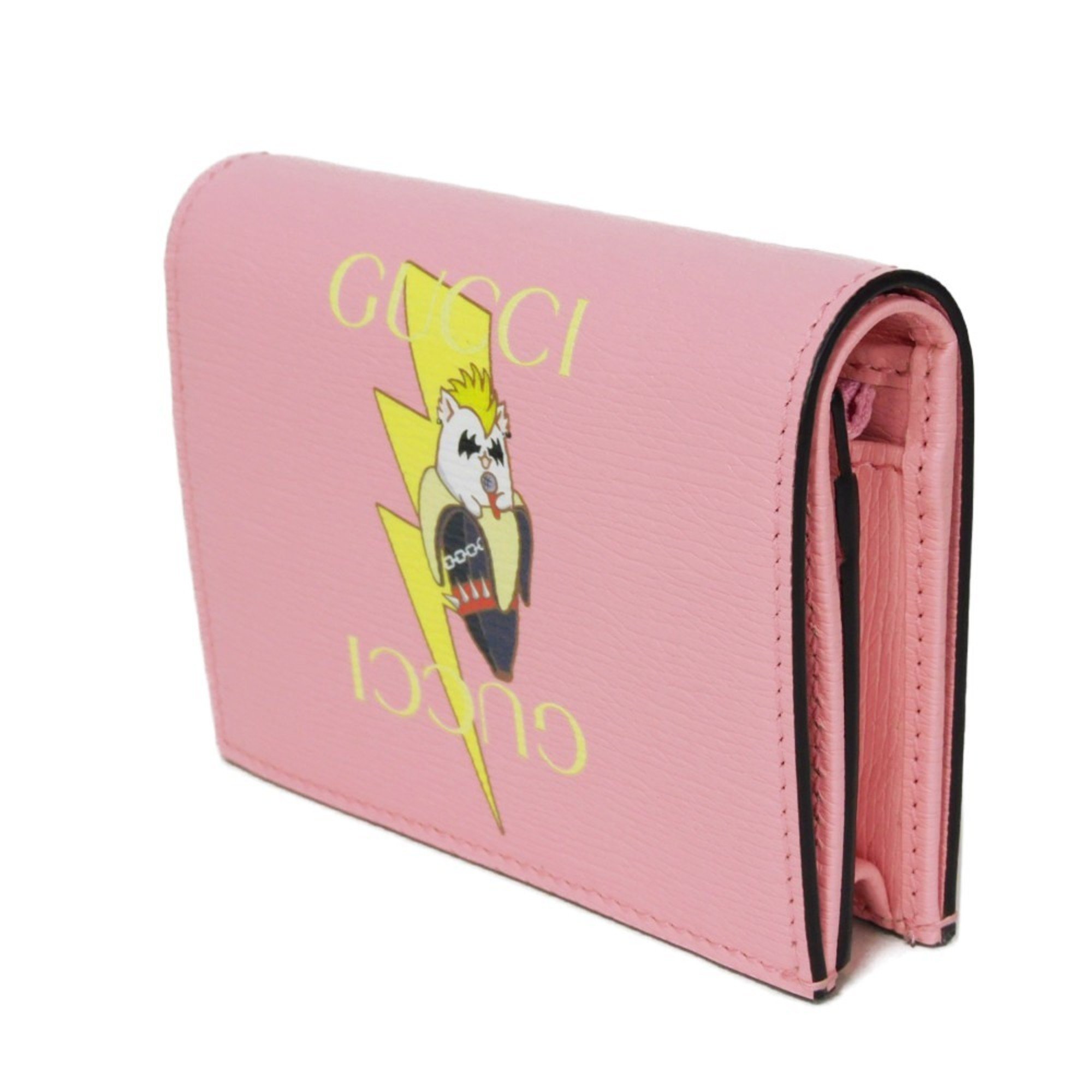 Gucci GUCCI Bi-fold wallet Bananya Compact Banana Lightning Bolt Inazuma Pastel Light Pink 701009 Women's Billfold