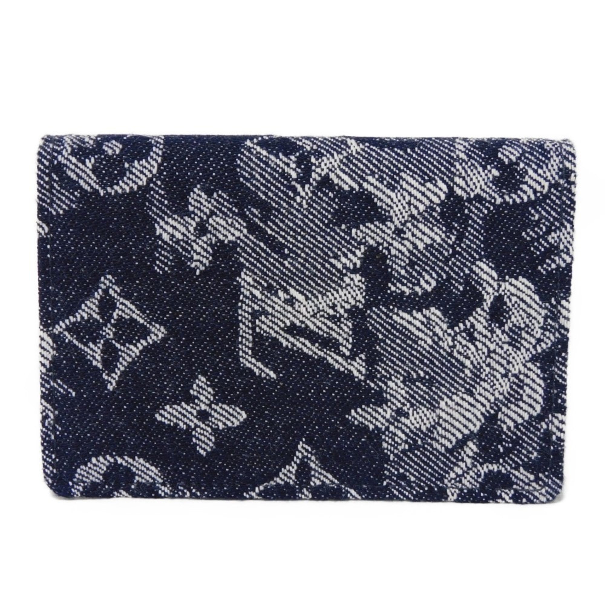 Louis Vuitton Card Case Organizer De Poche Virgil Abloh Monogram Tapestry Navy M80025 Men's