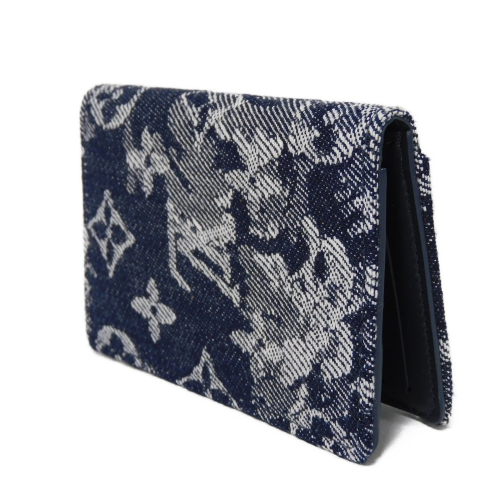 Louis Vuitton Card Case Organizer De Poche Virgil Abloh Monogram Tapestry Navy M80025 Men's