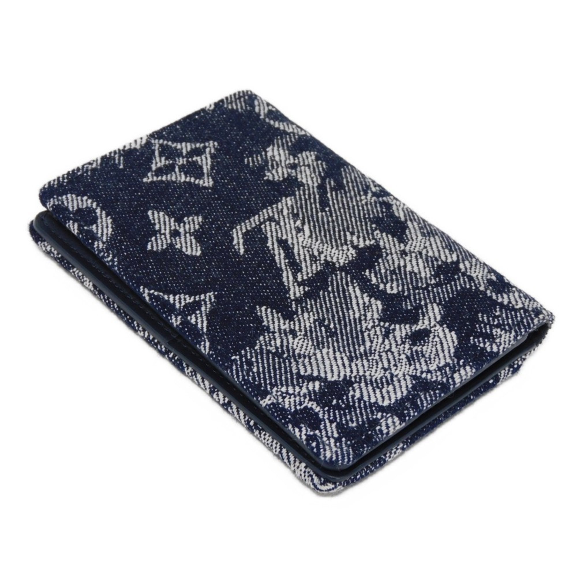 Louis Vuitton Card Case Organizer De Poche Virgil Abloh Monogram Tapestry Navy M80025 Men's