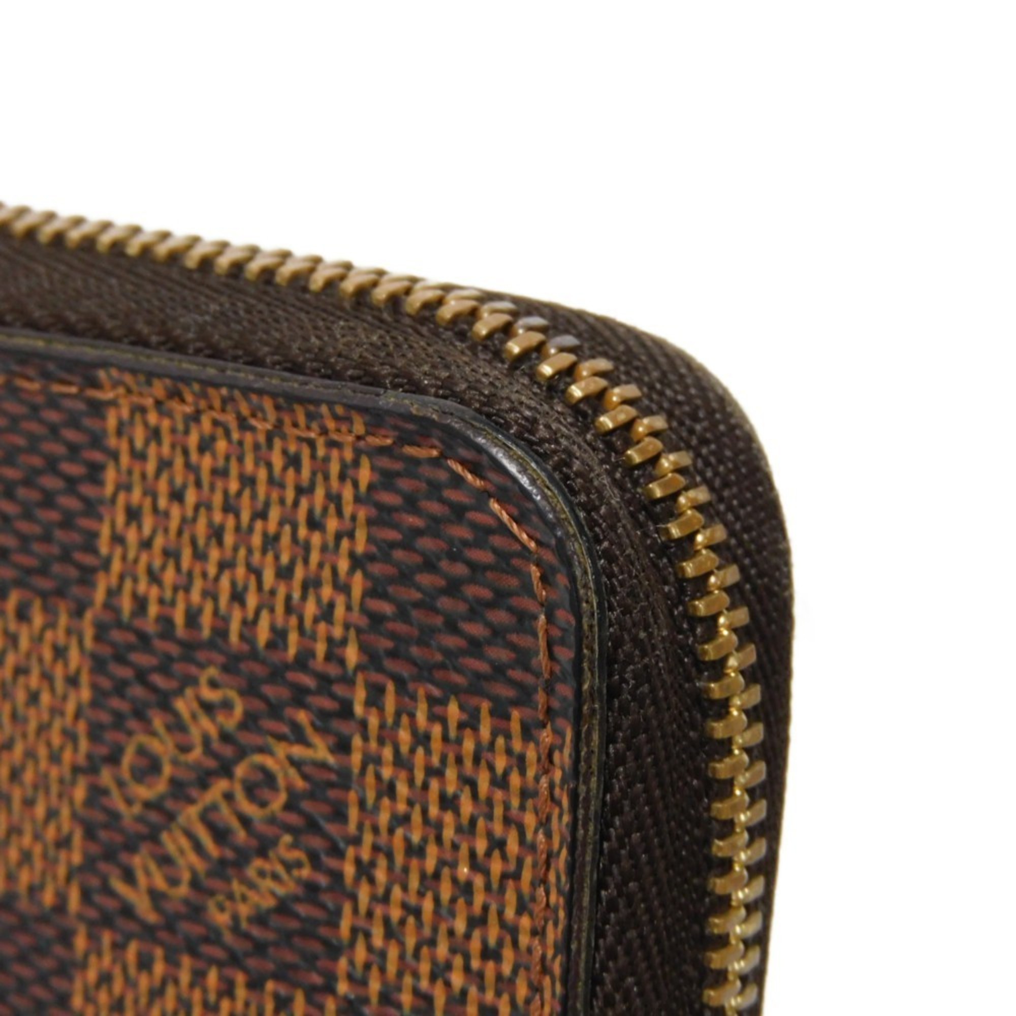 Louis Vuitton LOUIS VUITTON Coin Case Zippy Purse Round Wallet Brown Checkered Damier Ebene N63070 Men's Women's