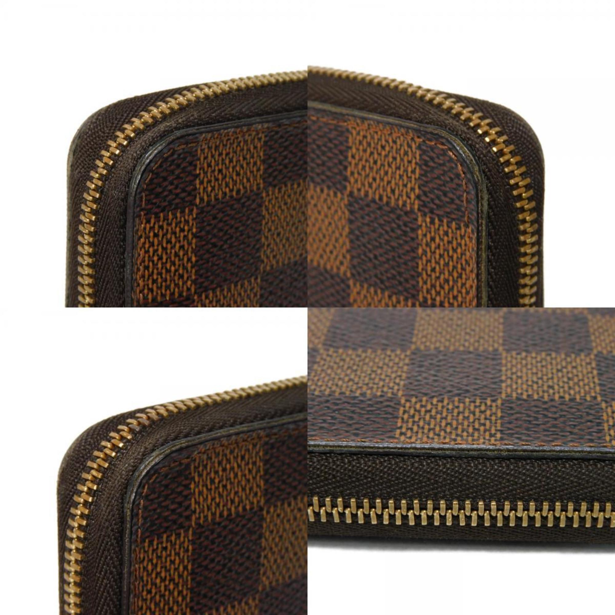 Louis Vuitton LOUIS VUITTON Coin Case Zippy Purse Round Wallet Brown Checkered Damier Ebene N63070 Men's Women's