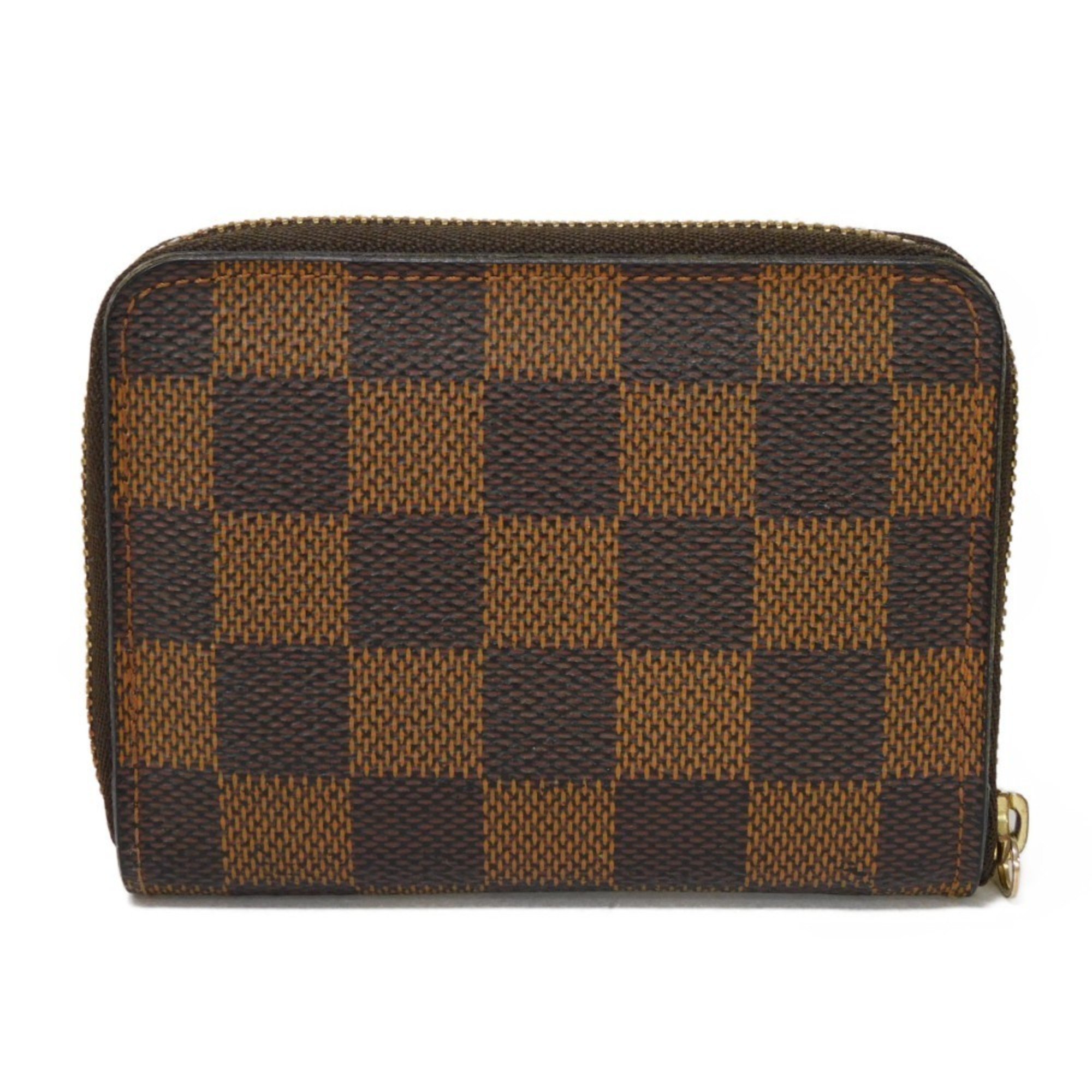 Louis Vuitton LOUIS VUITTON Coin Case Zippy Purse Round Wallet Brown Checkered Damier Ebene N63070 Men's Women's