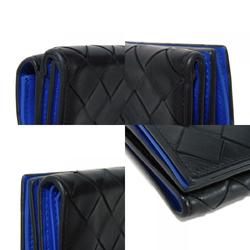 Bottega Veneta Tiny Wallet Nero Cobalt Bicolor RFID Maxi Intrecciato 667036 VCPQ6 1073 Men's Billfold