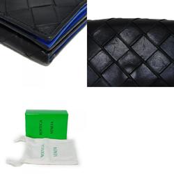 Bottega Veneta Tiny Wallet Nero Cobalt Bicolor RFID Maxi Intrecciato 667036 VCPQ6 1073 Men's Billfold