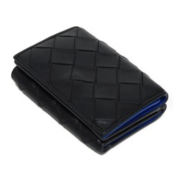 Bottega Veneta Tiny Wallet Nero Cobalt Bicolor RFID Maxi Intrecciato 667036 VCPQ6 1073 Men's Billfold