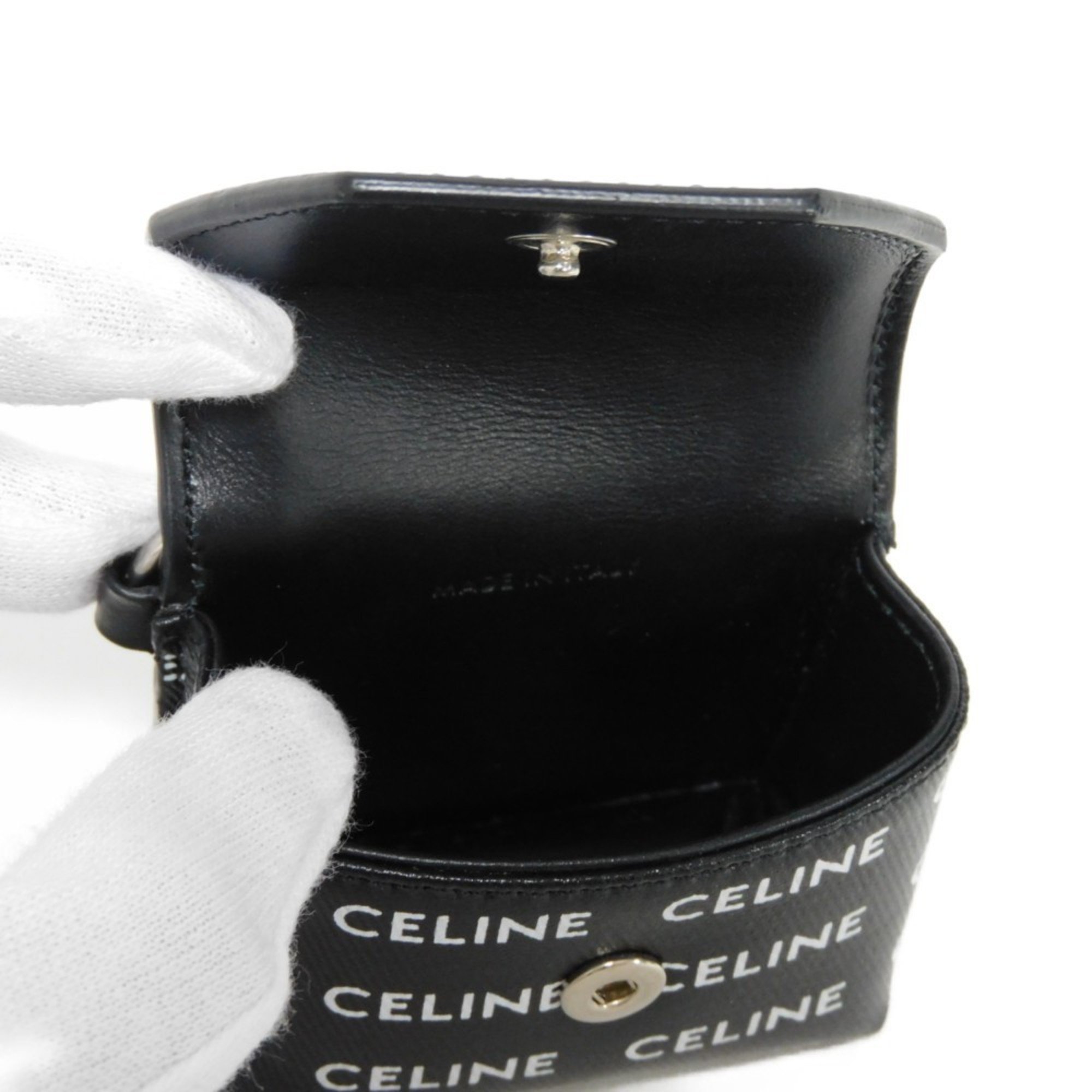 CELINE Keychain Envelope AirPods Keyring Embossed Black White Airpods 10H402DTD.38AW Men's Women's