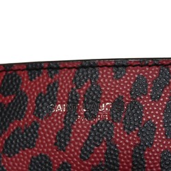 Yves Saint Laurent Saint Laurent Paris East West Wallet Leopard Red Black Bicolor 396303 10J1N 6883 Men's Billfold