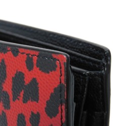 Yves Saint Laurent Saint Laurent Paris East West Wallet Leopard Red Black Bicolor 396303 10J1N 6883 Men's Billfold