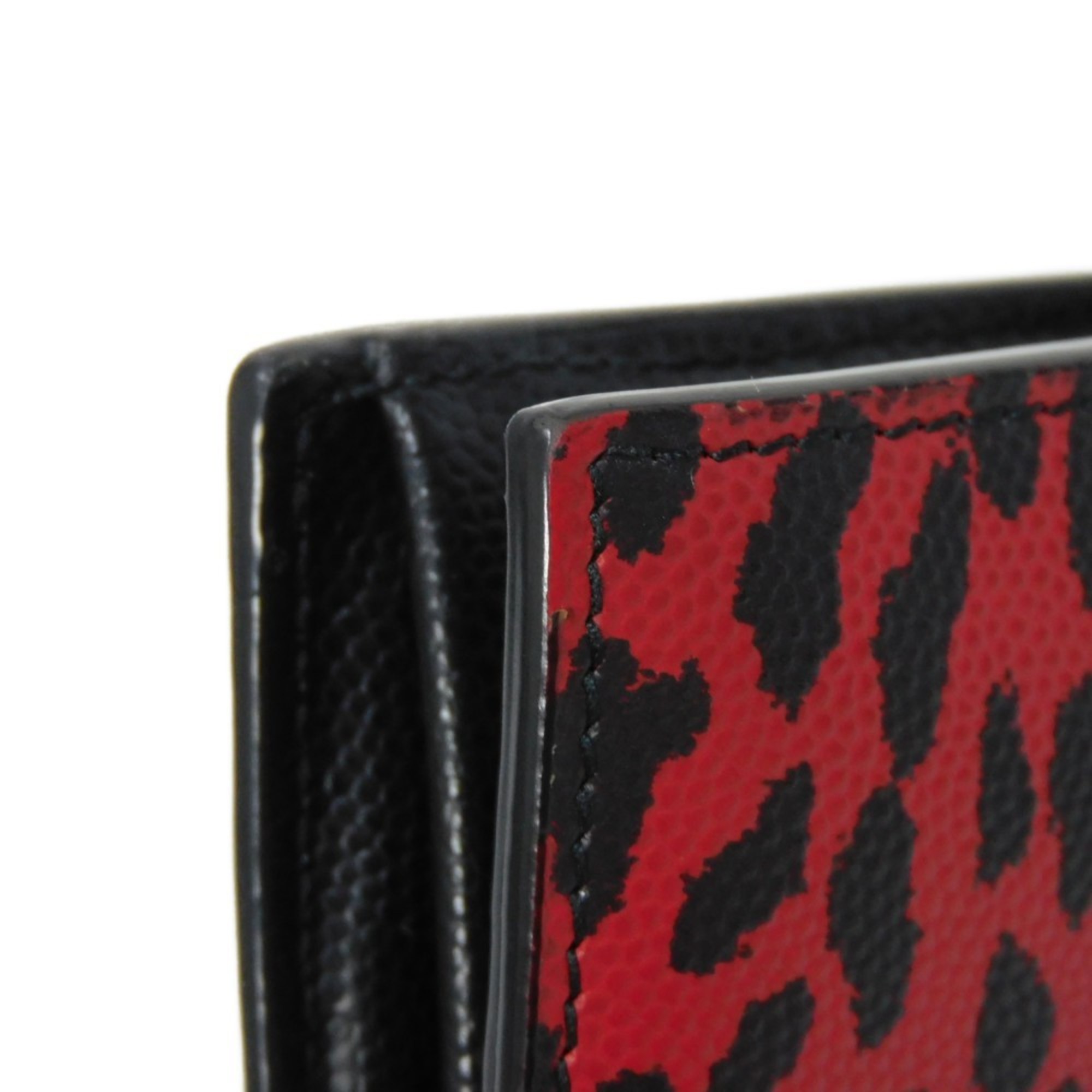 Yves Saint Laurent Saint Laurent Paris East West Wallet Leopard Red Black Bicolor 396303 10J1N 6883 Men's Billfold