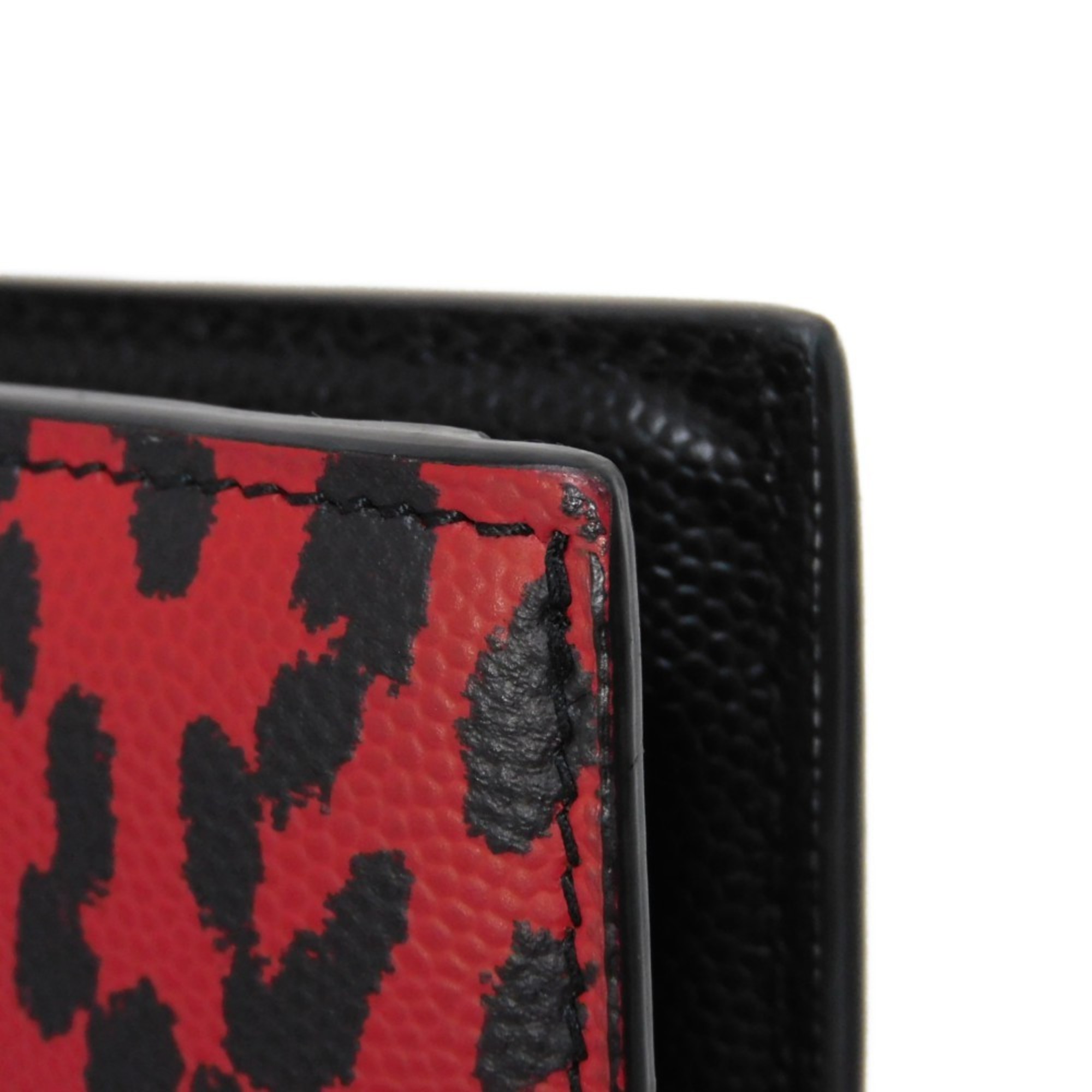 Yves Saint Laurent Saint Laurent Paris East West Wallet Leopard Red Black Bicolor 396303 10J1N 6883 Men's Billfold