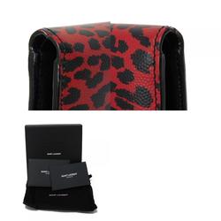 Yves Saint Laurent Saint Laurent Paris East West Wallet Leopard Red Black Bicolor 396303 10J1N 6883 Men's Billfold