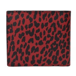 Yves Saint Laurent Saint Laurent Paris East West Wallet Leopard Red Black Bicolor 396303 10J1N 6883 Men's Billfold