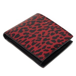 Yves Saint Laurent Saint Laurent Paris East West Wallet Leopard Red Black Bicolor 396303 10J1N 6883 Men's Billfold