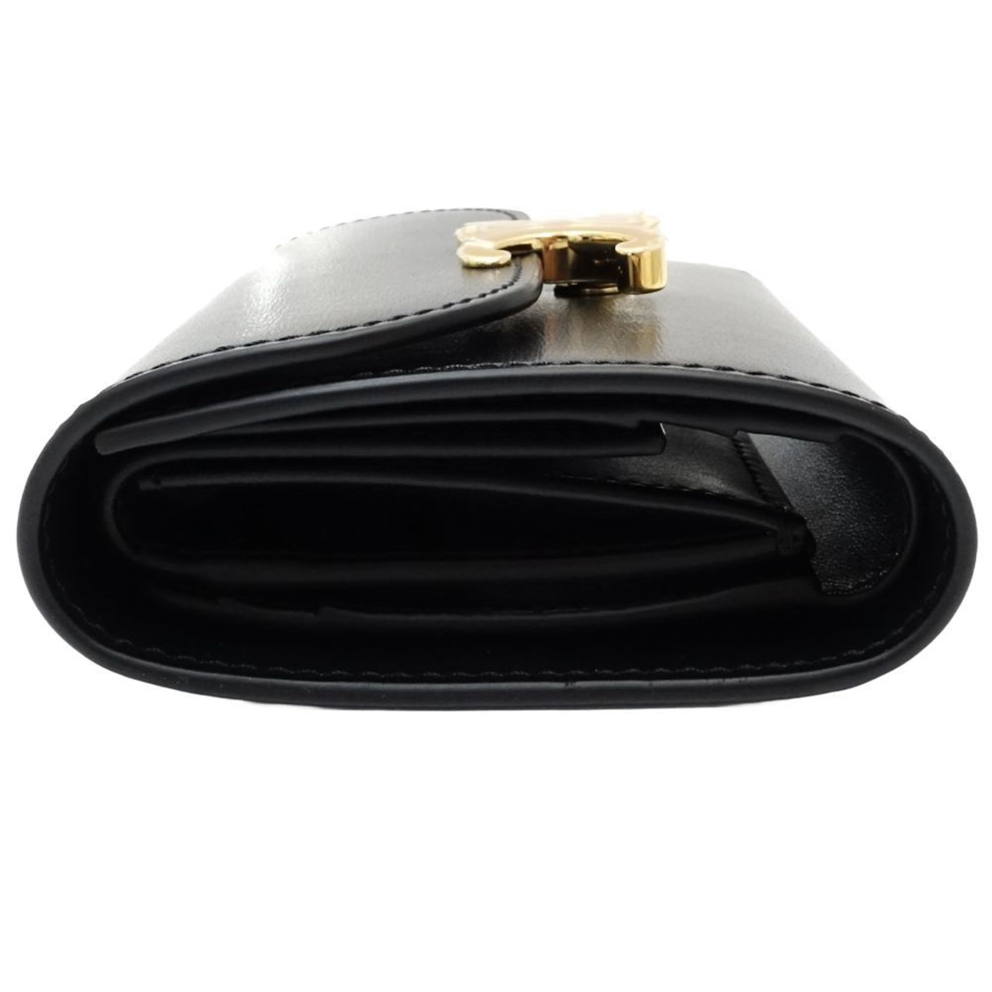 CELINE Bi-fold wallet 10D783DPV.38NO Small flap Triomphe shiny calfskin black 180774