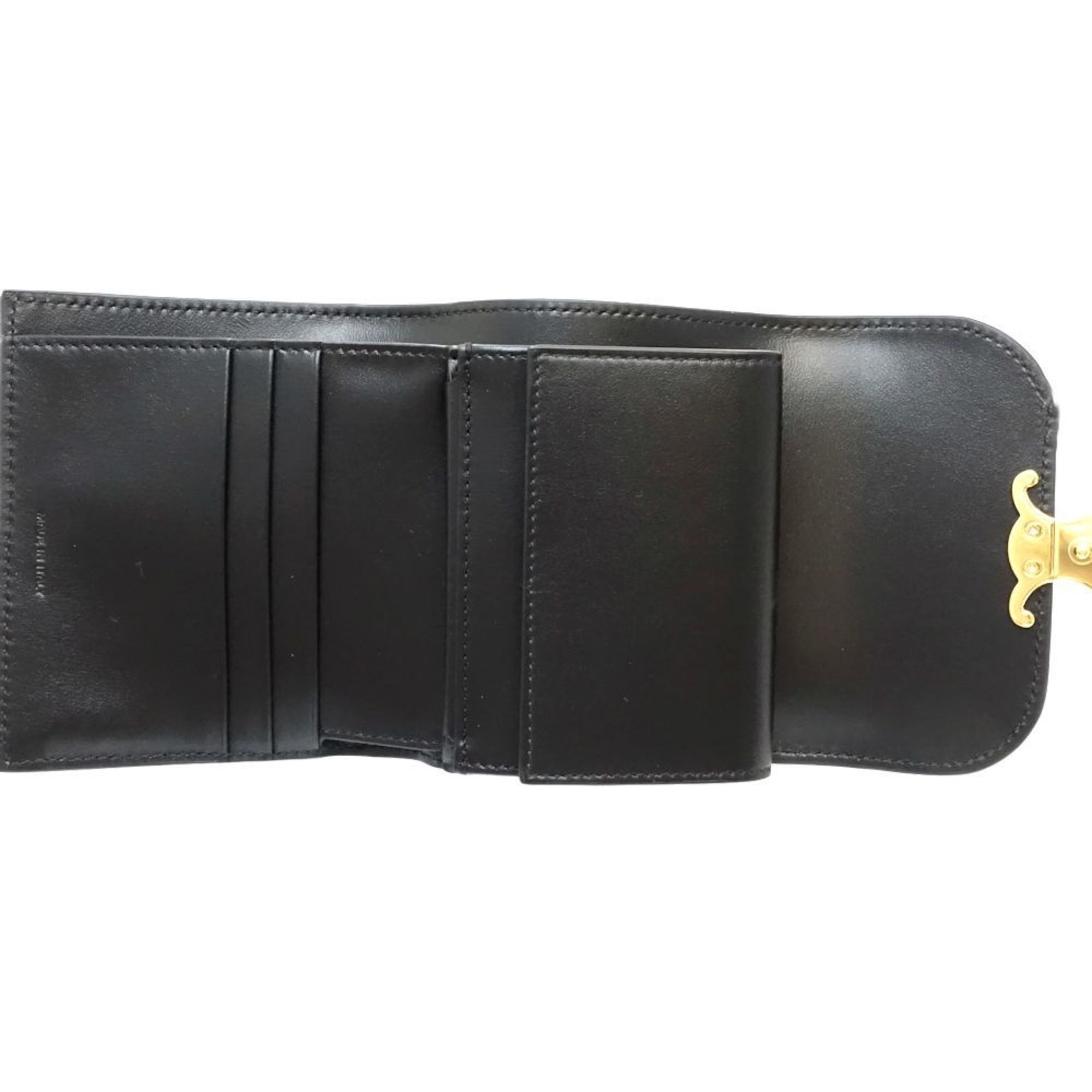 CELINE Bi-fold wallet 10D783DPV.38NO Small flap Triomphe shiny calfskin black 180774