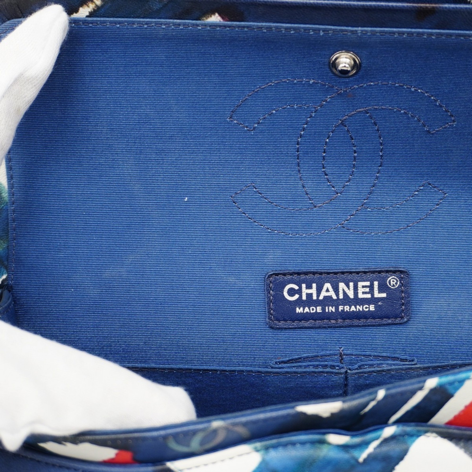 Chanel Shoulder Bag Matelasse Airline Lambskin Blue White Pink Women's