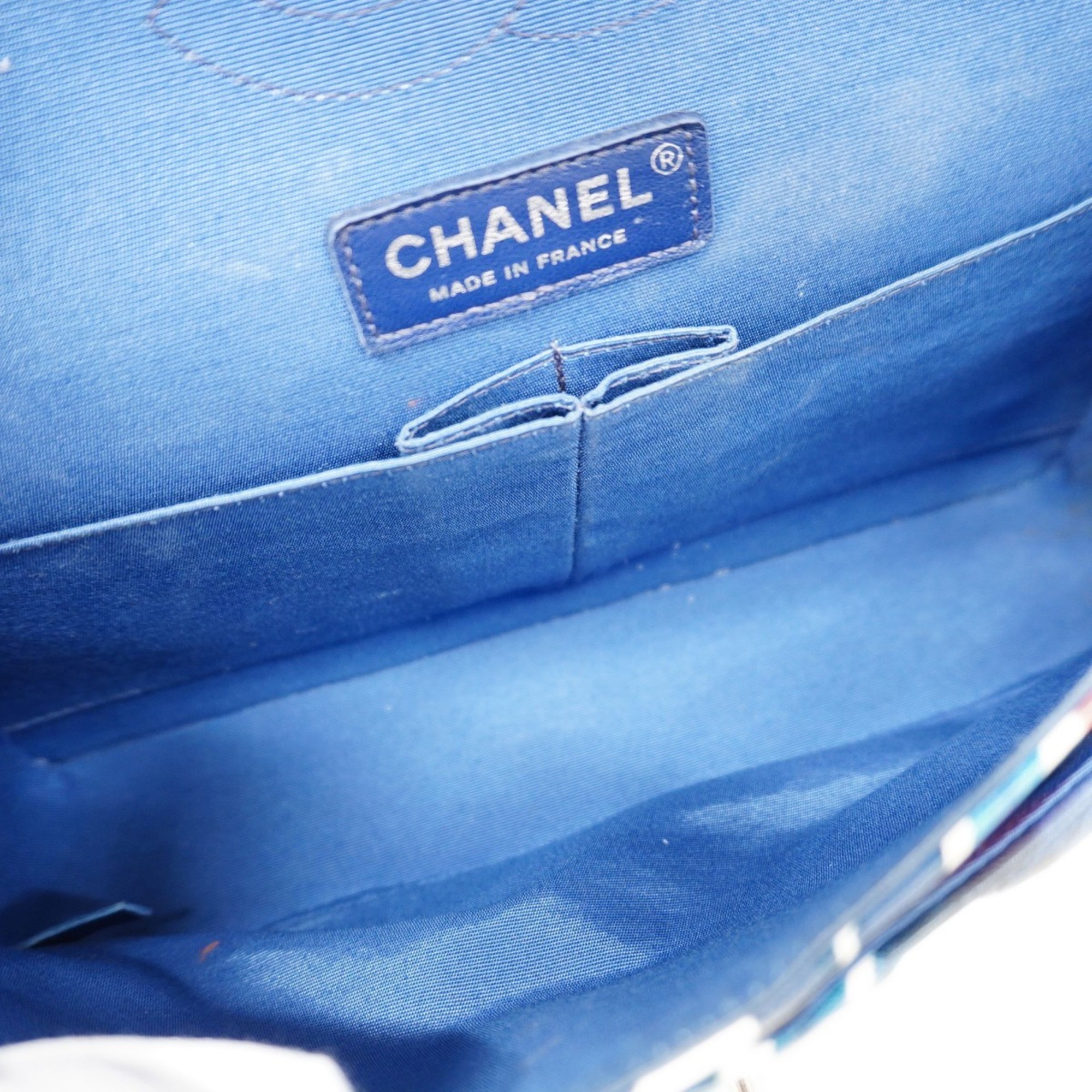 Chanel Shoulder Bag Matelasse Airline Lambskin Blue White Pink Women's