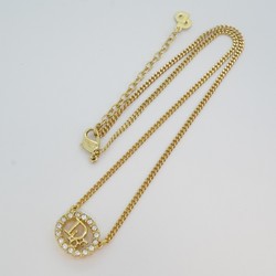 Christian Dior Necklace Rhinestone GP Plated Gold Ladies