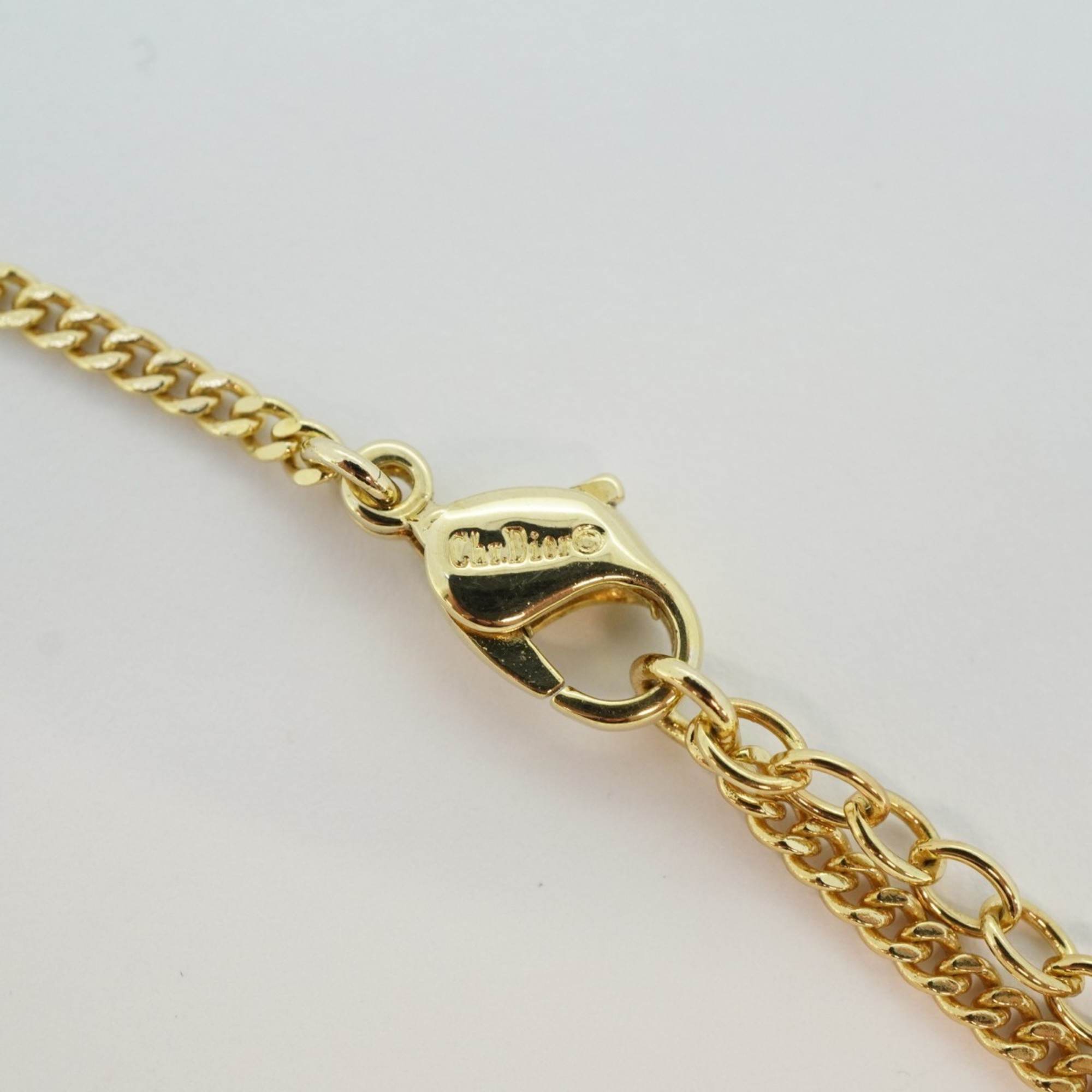 Christian Dior Necklace Rhinestone GP Plated Gold Ladies