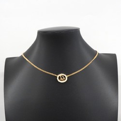 Christian Dior Necklace Rhinestone GP Plated Gold Ladies