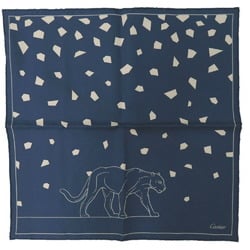 Cartier leopard silk navy grey blue scarf muffler 0209CARTIER