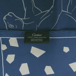 Cartier leopard silk navy grey blue scarf muffler 0209CARTIER