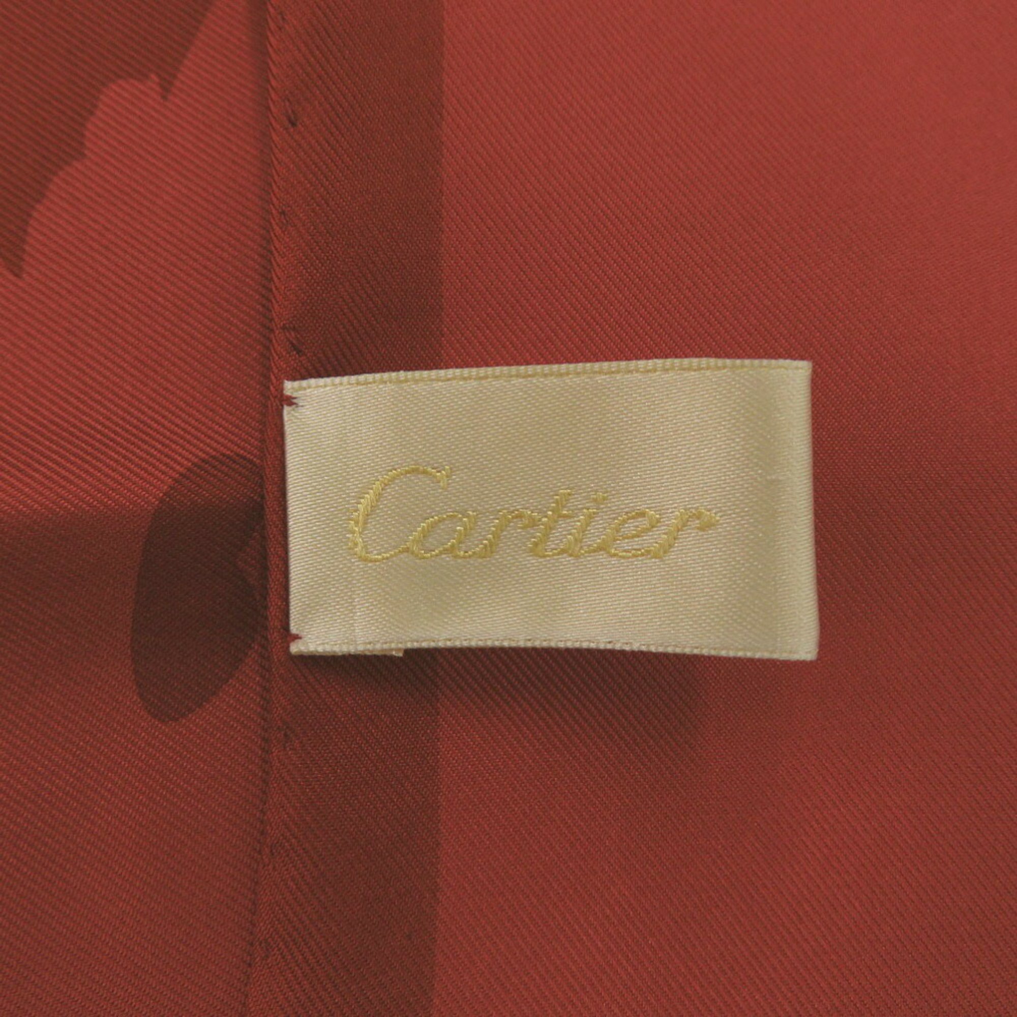 Cartier Leopard Silk Red Scarf Muffler 0280CARTIER