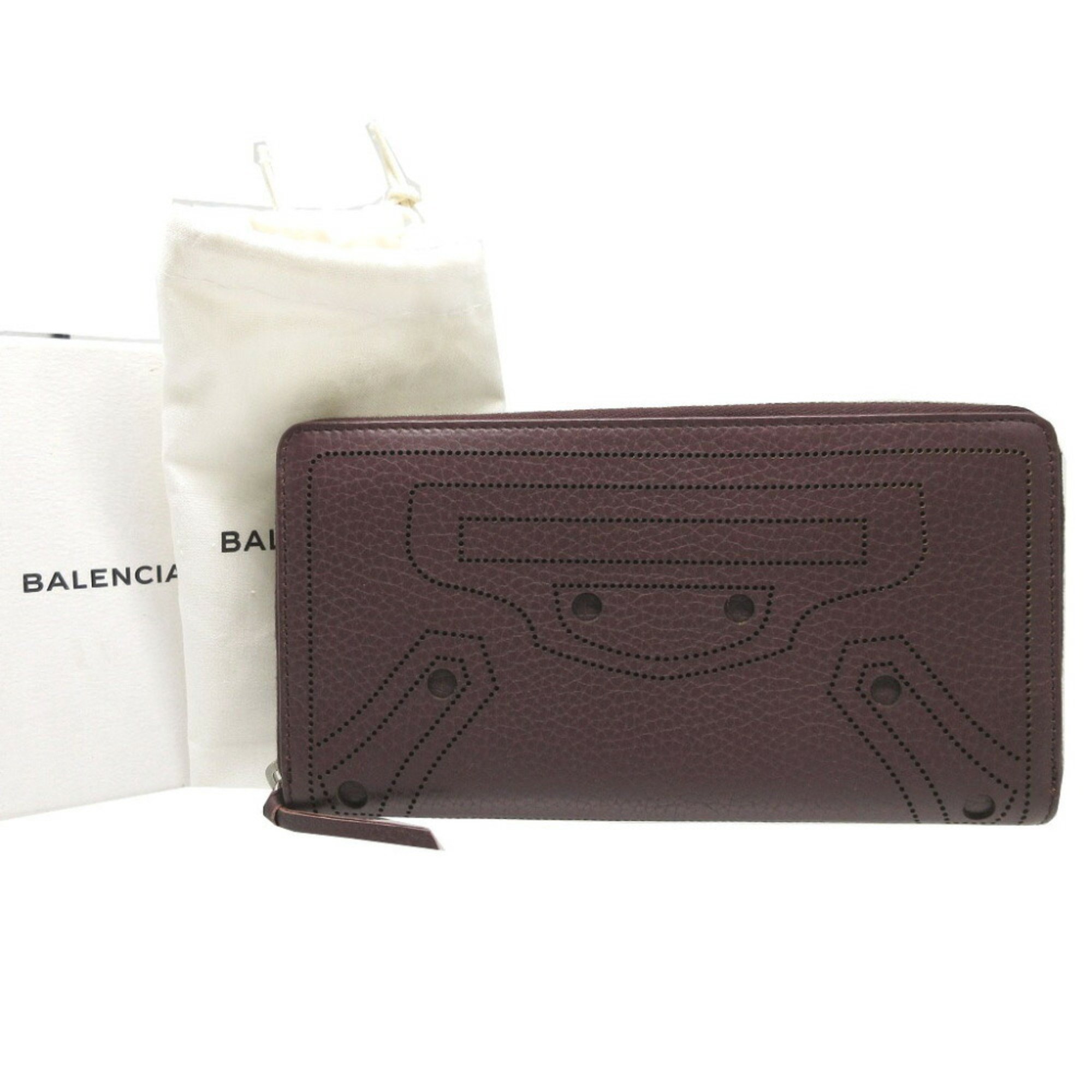 Balenciaga Blackout 443521 Leather Brown Round Long Wallet 1308BALENCIAGA