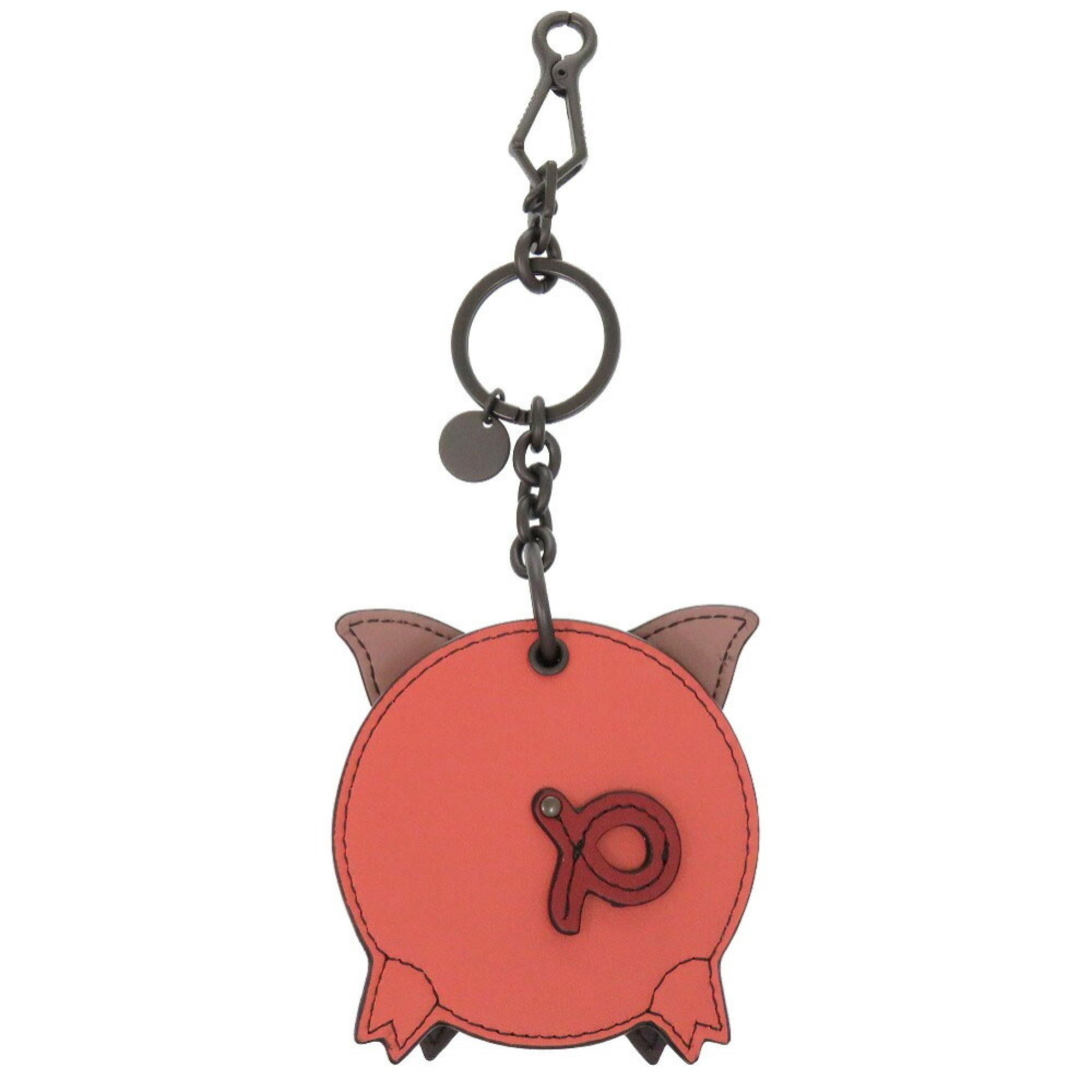 Bottega Veneta Leather Pink Brown Intrecciato Pig 550012 Keychain Bag Charm 1064 BOTTEGA VENETA