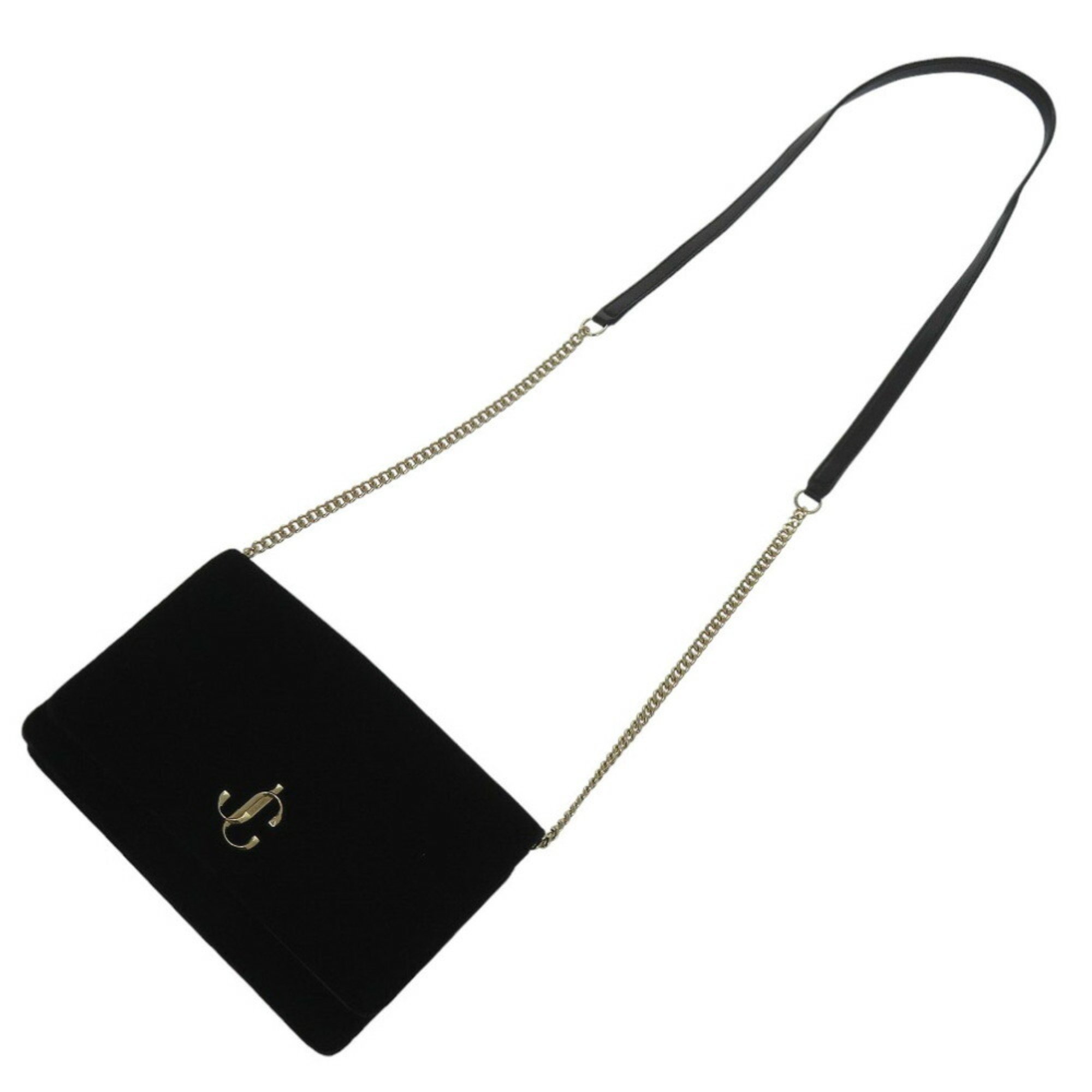 Jimmy Choo Chain Wallet Velour Black Long 2030JIMMY CHOO