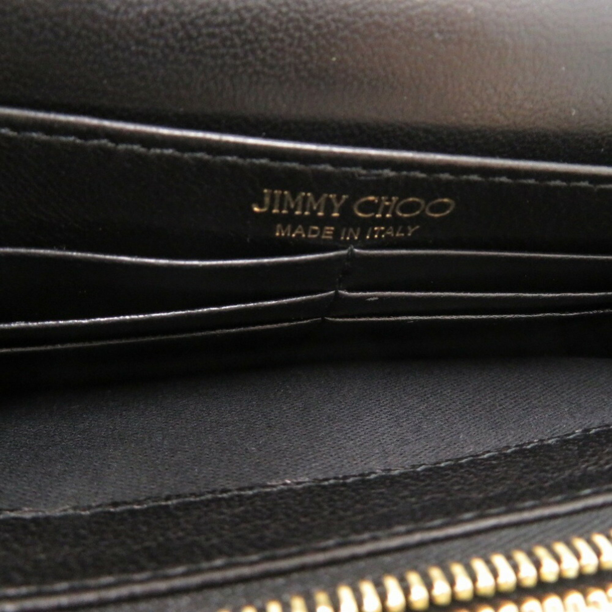 Jimmy Choo Chain Wallet Velour Black Long 2030JIMMY CHOO