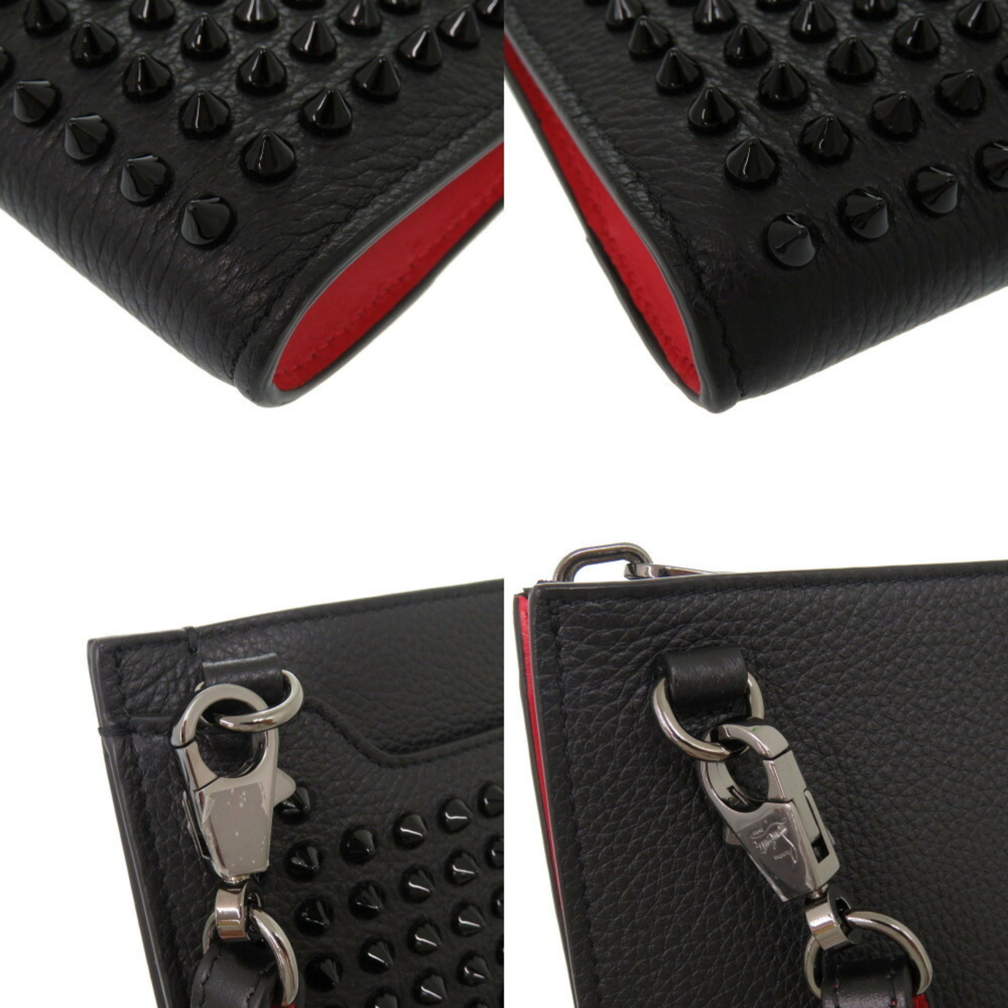 Christian Louboutin Sky Pouch Studded Leather Black Shoulder Bag 0040