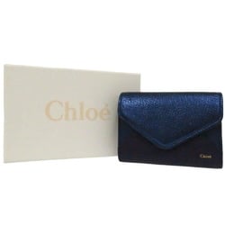 Chloé Chloe Tri-fold Wallet Patchwork Compact 3P0208 Leather Blue 0616Chloe