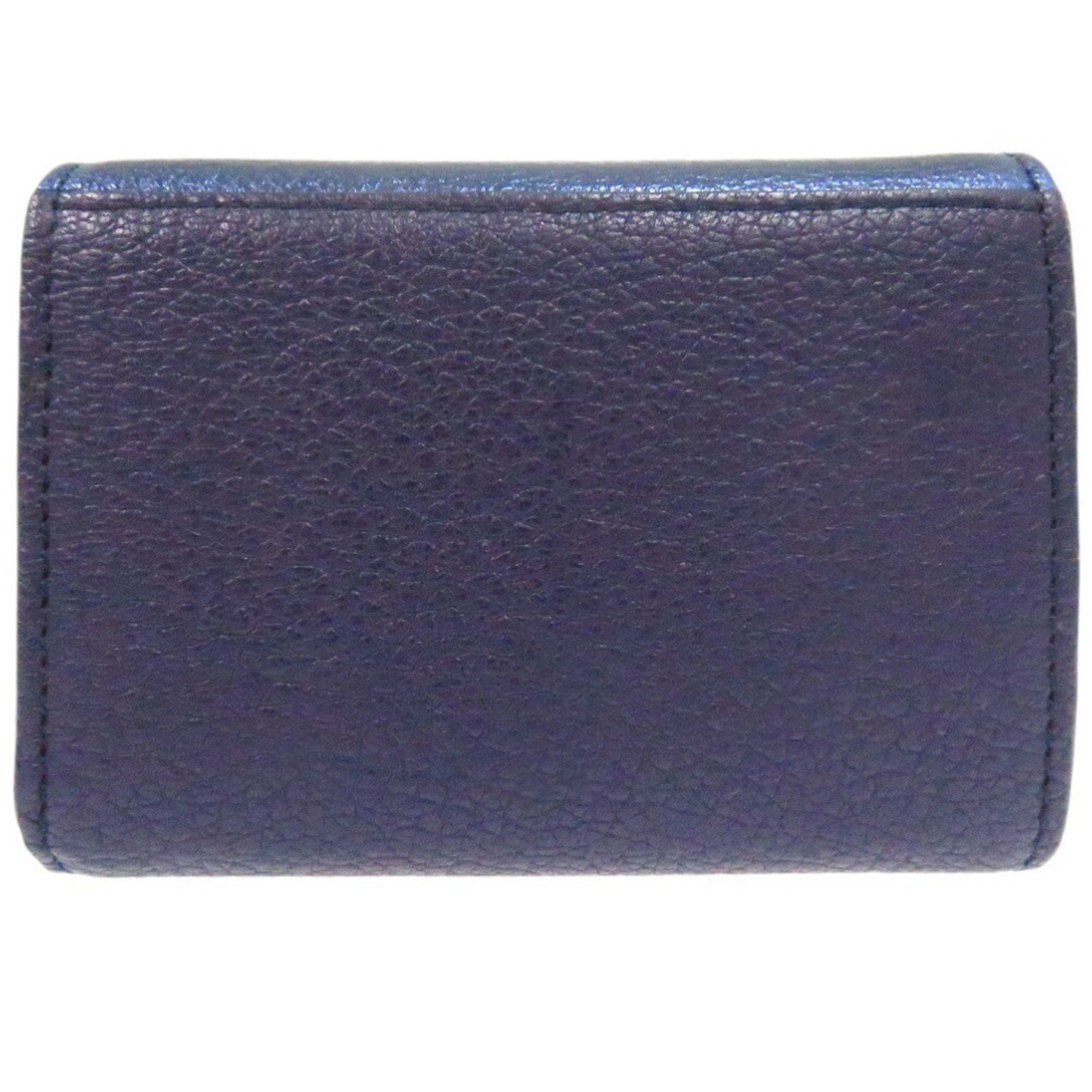 Chloé Chloe Tri-fold Wallet Patchwork Compact 3P0208 Leather Blue 0616Chloe