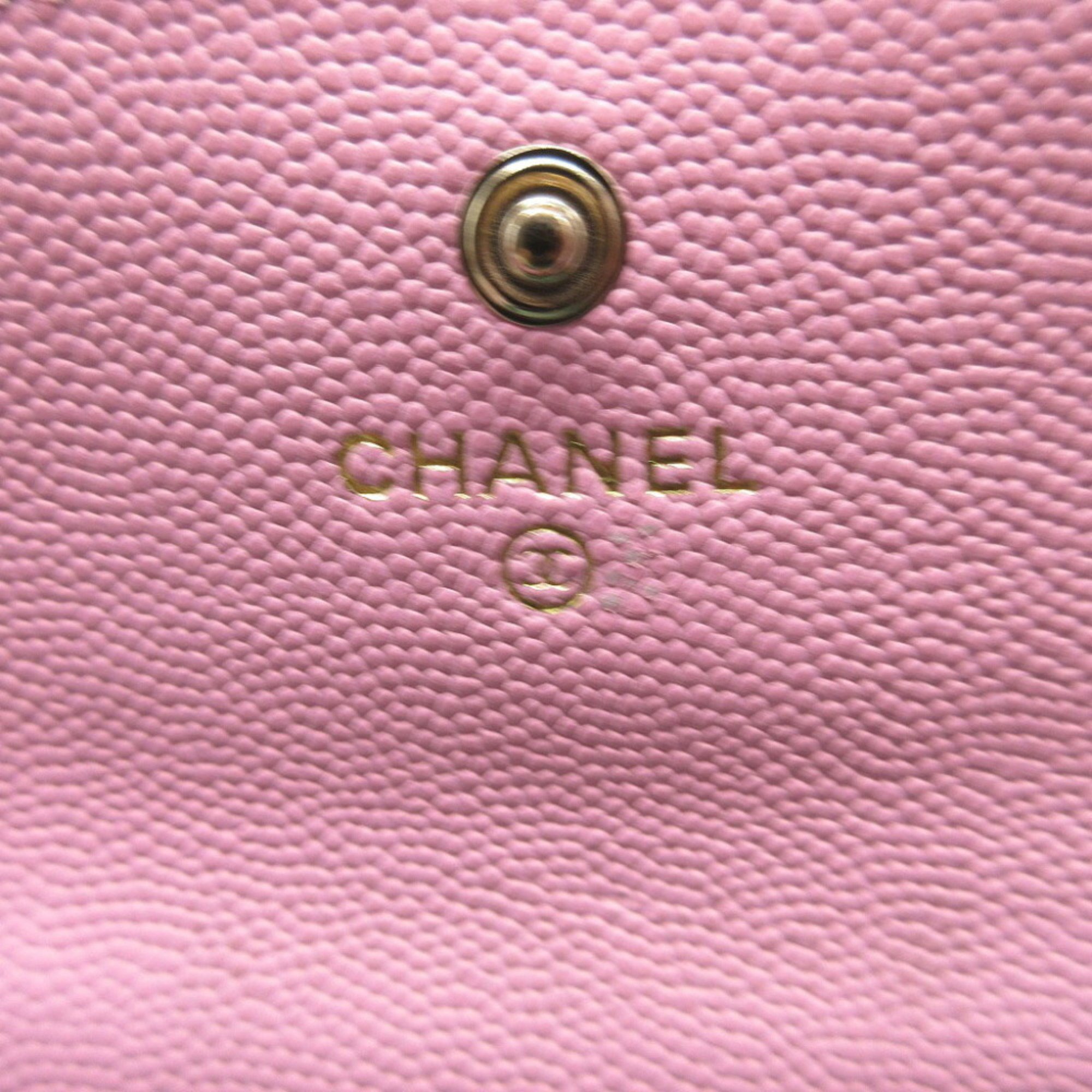 Chanel Matelasse Coco Mark Caviar Skin AP3187 Random Seal Pink Card Case 0485CHANEL