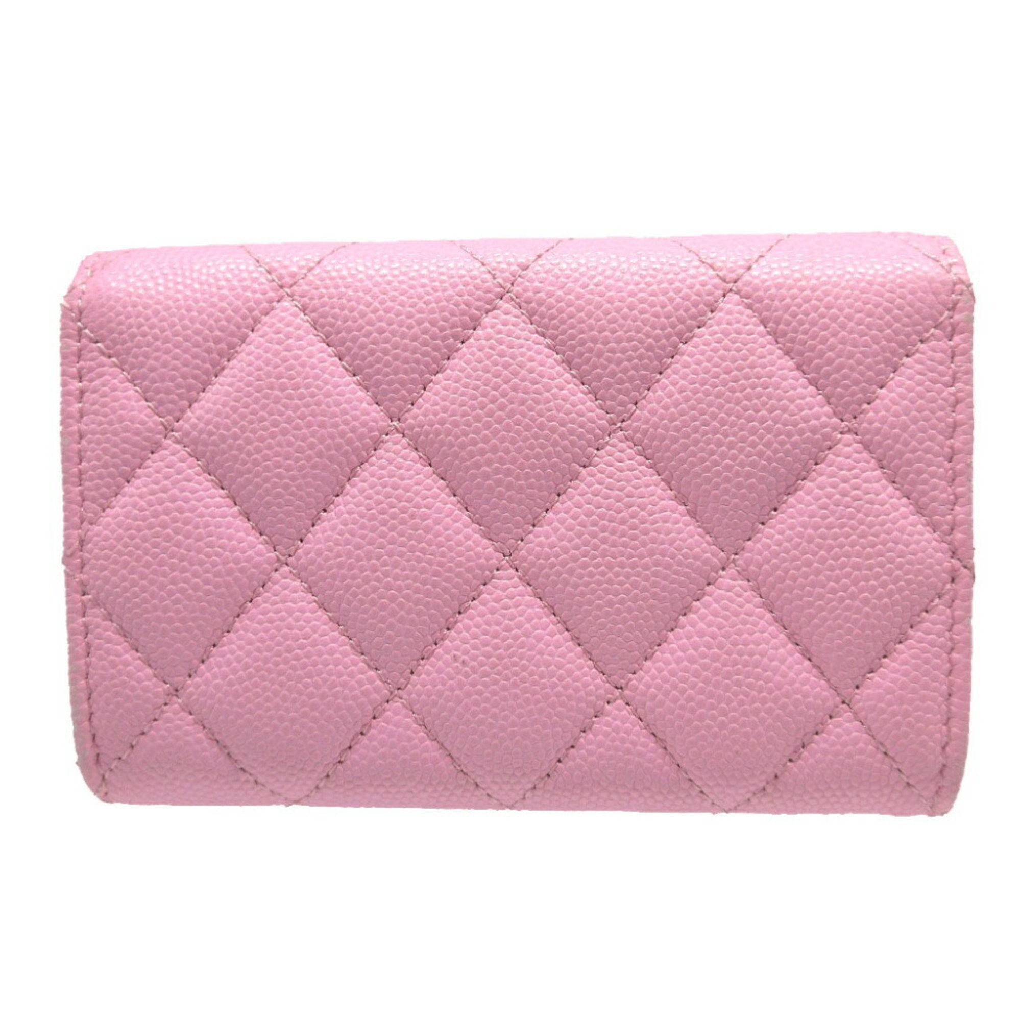 Chanel Matelasse Coco Mark Caviar Skin AP3187 Random Seal Pink Card Case 0485CHANEL